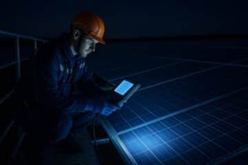 Technicien pour une électroluminescence solaire dans une centrale photovoltaïque